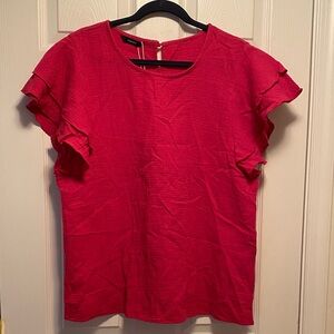 Dokotoo Hot Pink Ruffle Sleeve Top…size XL